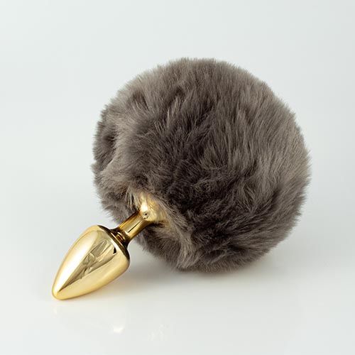 Plug Dourado com Pompom Médio