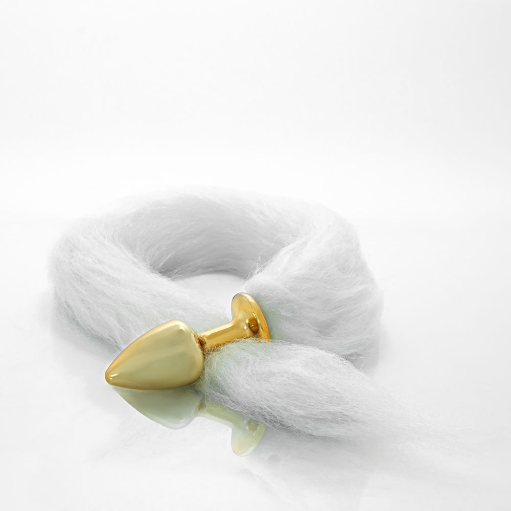 Plug Dourado com Rabo Branco