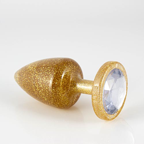 Plug M Dourado Com Glitter