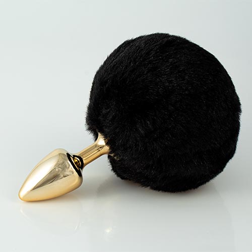 Plug Dourado com Pompom Escuro