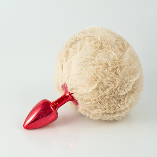 Plug Vermelho com Pompom Claro