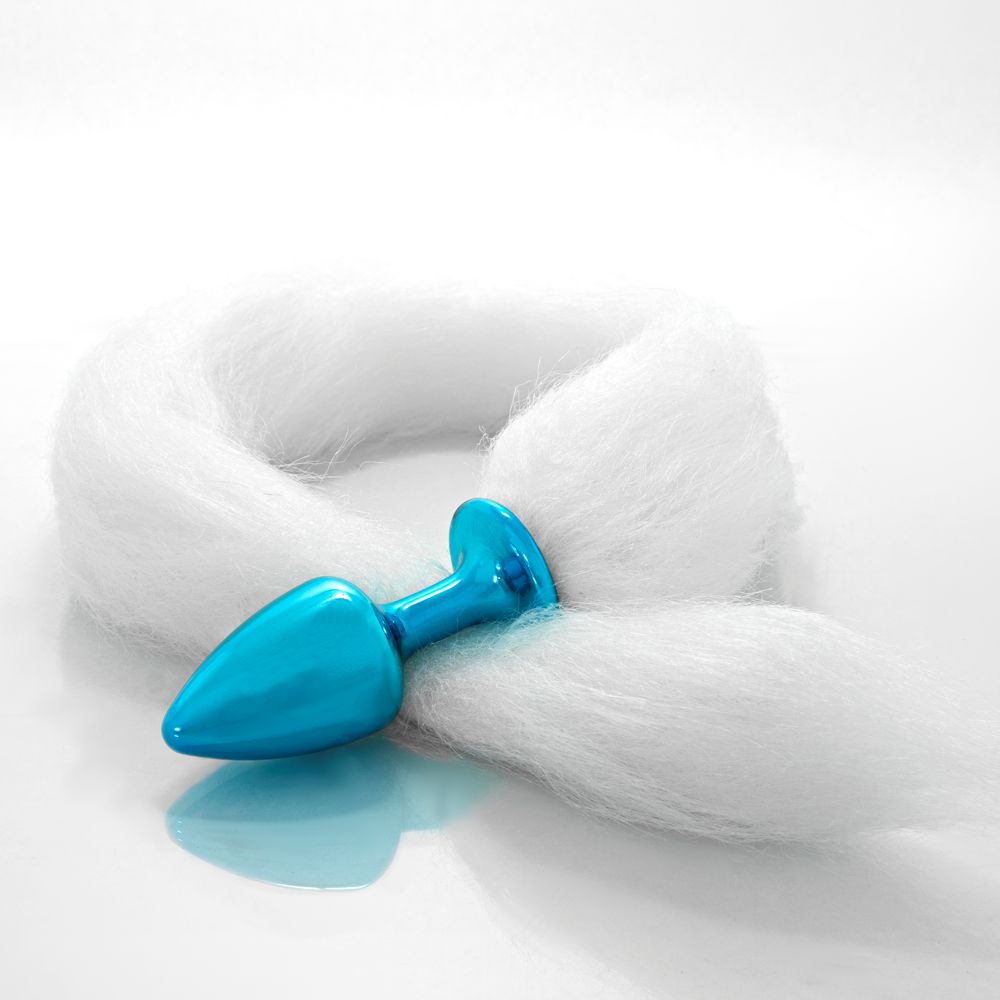 Plug Azul com Rabo Branco