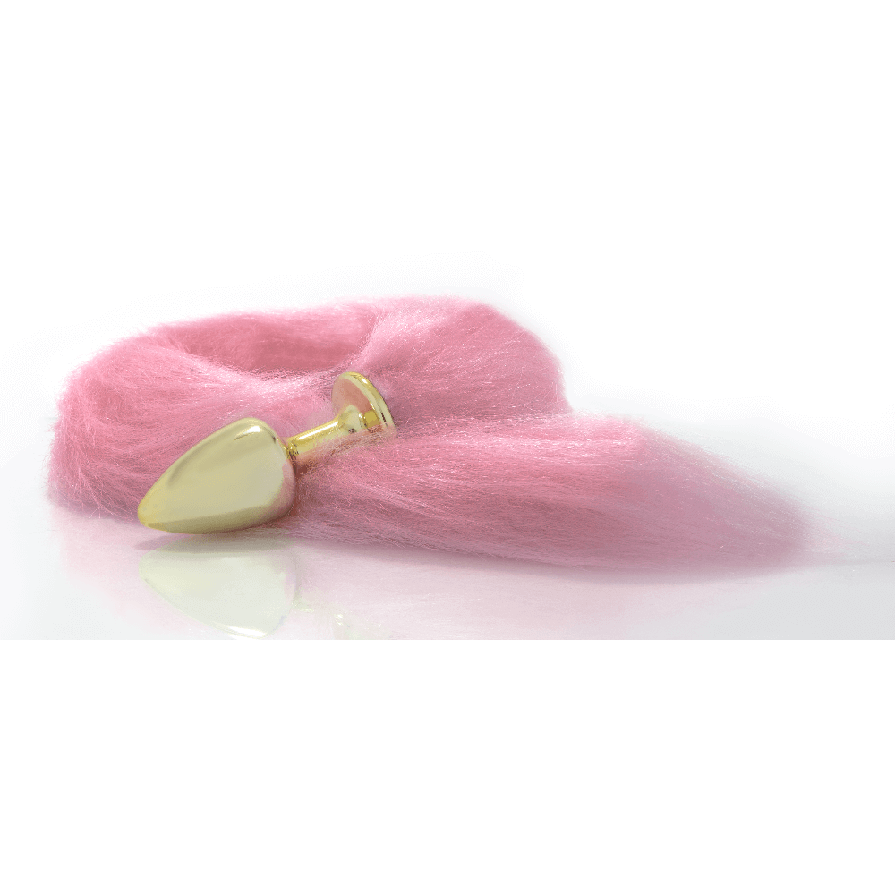 Plug Dourado com Rabo Rosa