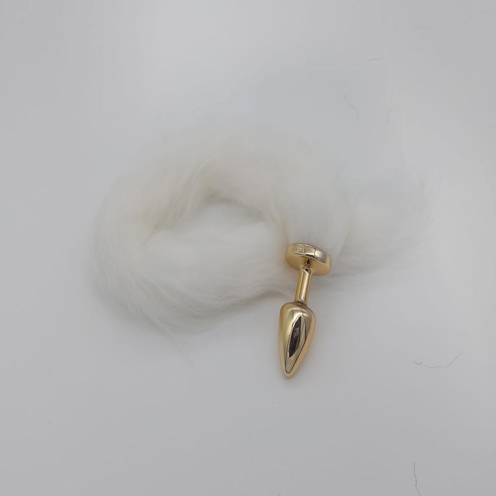 Plug LESS P Dourado Rabo Branco