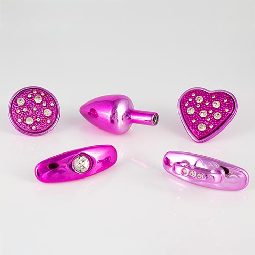 Kit plug pequeno com base removível na cor rosa