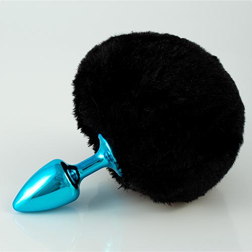 Plug Azul com Pompom Escuro